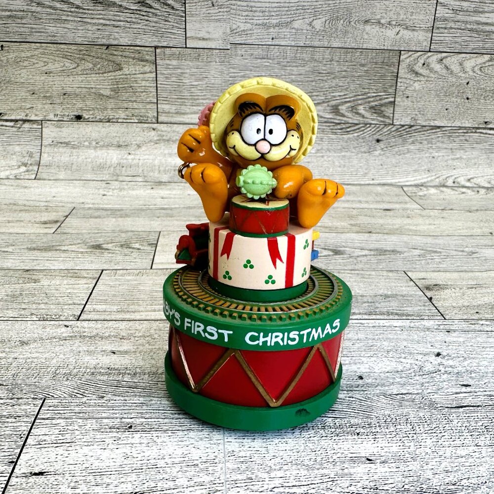 Garfield Baby's First Christmas 1981 Music Box Ornament, Plays Toyland